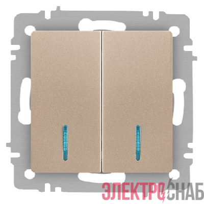 Выключатель 2-кл. СП Accent 6-105-04 10А IP20 250В с подсветкой AL/CU шампань Intro Б0063513