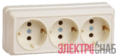 Розетка 3-м ОП Октава РС23-3-ОК 16А IP20 с заземл. крем. GENERICA ERO31-K33-16-DC