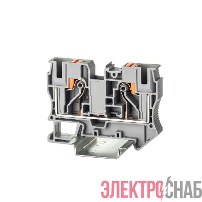 Клемма проходная зажим push-in 2 точки подключения 10кв.мм сер. DKC VPR-10-GY