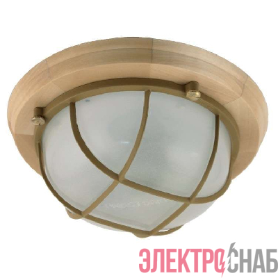 Светильник НББ 03-60-014 "Терма 1302" 1х60Вт E27 IP65 кругл. малый матов./корпус с решеткой дерево липа (инд. упак.) Элетех 1005501031