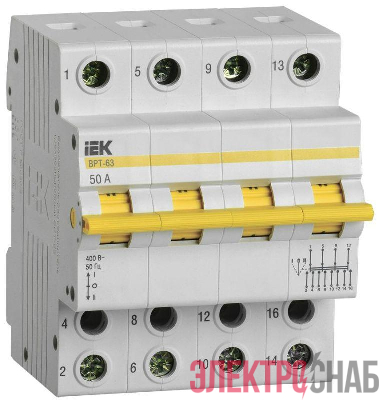 Выключатель-разъединитель трехпозиционный 4п ВРТ-63 50А IEK MPR10-4-050