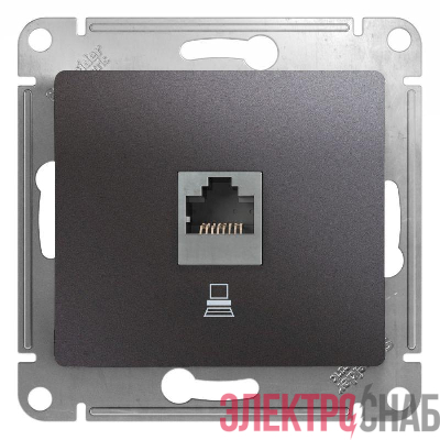 Розетка компьютерная 1-м Glossa RJ45 кат.5E механизм графит SE GSL001381K
