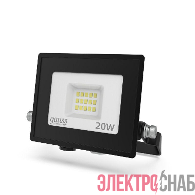Прожектор светодиодный Elementary 20Вт 6500К IP65 1700лм 200-240В ДО ПРОМО G2 черн. GAUSS 613100320P