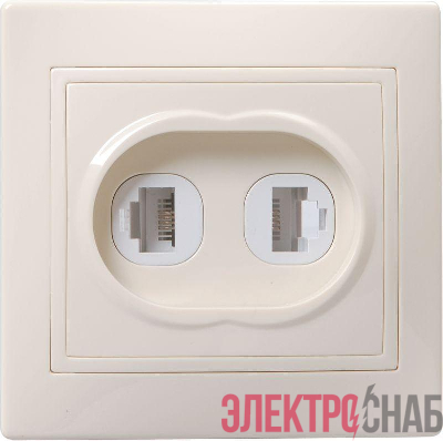 Розетка компьютерная + телефонная 2-м СП Кварта РК/Т12-ККм IP20 крем. IEK EIK10-K33-DM