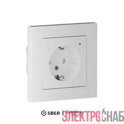 Розетка AtlasDesign Smart 16А L+N с заземл. защ. шторки Zigbee механизм бел. SE ATN000145Z