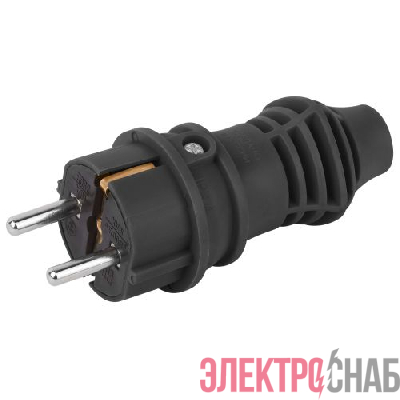 Вилка прямая VX13-B-IP44 16А IP44 с заземл. каучук черн. Эра Б0069321