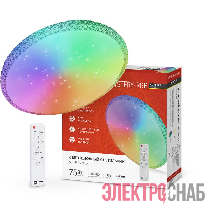 Светильник светодиодный COMFORT MYSTERY-RGB 75Вт 3000-6500К 6000лм 230В 495х85мм с пультом ДУ IN HOME 4690612044637