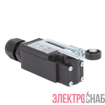 Выключатель концевой с двумя контактами нормально открытый + нормально закрытый (NO+NC). С поворотным регулируемым рычажным роликом DKC R5MC131