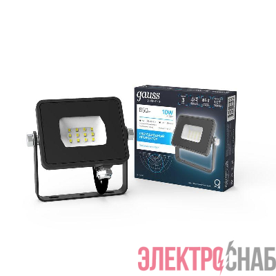 Прожектор светодиодный Qplus 10Вт 6500К IP65 850лм 200-240В ДО сер. GAUSS 690511310