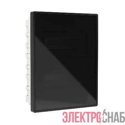 Щиток встраиваемый Фрейм (FRAME) ЩРв-п-24 24мод. с тонированной дверцей с 4 шинами PEN (2шт на 8 отверст. и 2шт на 6 отверст.) черн. DKC F24B1BD