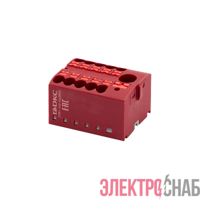 Блок распределительный зажим push-in 1 ввод 6кв.мм 10 точек подключения 25кв.мм красн. DKC DTP1-110-104SPUR