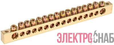 Шина PEN "земля-ноль" 8х12мм 16/2 (16групп/крепеж по краям) IEK YNN21-16-100