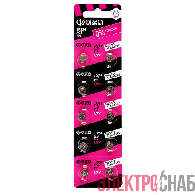 Элемент питания алкалиновый "таблетка" LR48/LR754/AG5/G5 1.5В BL-10 (уп.10шт) ФАZА 5002586