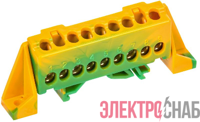 Шина PE "земля" в комб. изол. "Стойка" 6х9-9-ЖЗ TEKFOR IEK TF-NN10-09-DP-K52