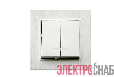 Выключатель 2-клав. с подсветкой Karea LINE STAR жемчуж. Makel 86100023