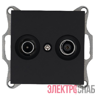 Розетка телевизионная проходная TV + FM 2-м Ф9.5мм механизм черн. матов. soft touch Jasmart G6205PB
