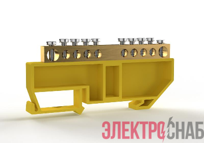 Шина PE "земля" на DIN-изоляторе 6х9мм 10 отвер. латунь TOKOV ELECTRIC TKE-BCB-69-10-DIN/PE