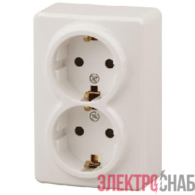 Розетка 2-м ОП Эра Эксперт 11-2206-02 16А IP20 16AX 250В 2х2P+E Schuko защ. шторки сл. кость Эра Б0020695