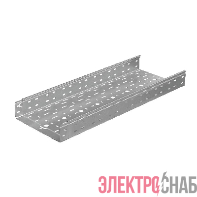 Лоток листовой перфорированный 300х80 L3000 сталь 0.8мм "БЫСТРЫЙ МОНТАЖ ПЛЮС" LPplus80-300-0.8-3000 оцинк. КМ PL0249