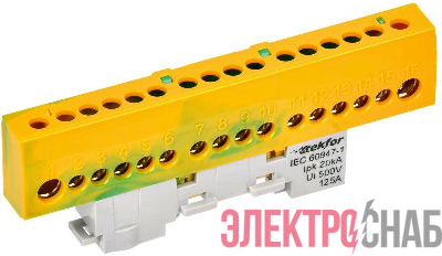 Шина PE &quot;земля&quot; изол на универс. держ. 8х12-16-ЖЗ TEKFOR IEK TF-NN20-16-KL-K52
