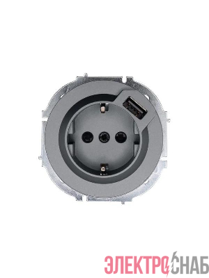 Розетка 1-м СП OSEN с заземл. + USB разъем механизм сер. матов. LEZARD 743-7488-181