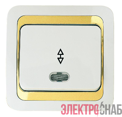 Выключатель проходной Mimoza с подсветкой с зол. вставкой Makel 12225