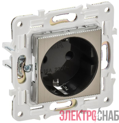 Розетка SKANDY 16А с заземл. защ. шторки SK-R04N никель IEK SK-R14-16-K50