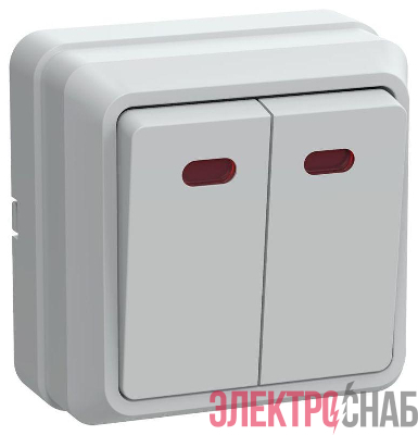 Выключатель 2-кл. ОП Октава 10А IP20 ВС20-2-1-ОБ с индикацией бел. GENERICA EVO21-K01-10-DC