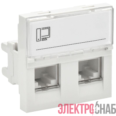 Розетка компьютерная 2мод. 2вх. PRIMER RJ45 кат.6 РКИ-22-00-П-6 бел. IEK PR-KK40D-RI-0-2-2C06U-K01