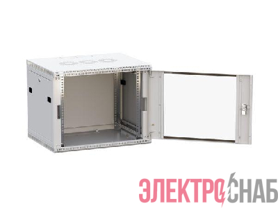 Шкаф настенный 19дюйм TERACOM PRO 9U 600х450мм дверь стеклянная с замком-ручкой сер. EKF TRP-WLL-0964-40G