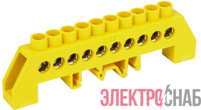 Шина PE "земля" в комб. DIN-изол. "Стойка" ШНИ-8х12-10-КС-Ж IEK YNN10-812-10DP-K05