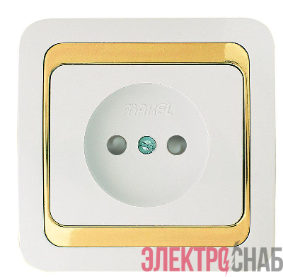 Розетка Mimoza без заземл. с защитой от детей с зол. вставкой Makel 12252