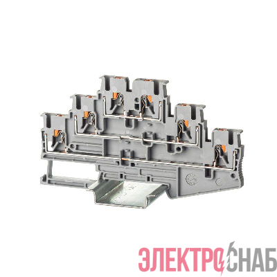 Клемма трехуровневая зажим push-in 6 точек подключения 2.5кв.мм сер. DKC VPR-2.5-3L-GY