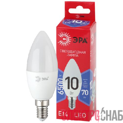 Лампа светодиодная RED LINE LED B35-10W-865-E14 R 10Вт B35 свеча 6500К холод. бел. E14 Эра Б0045337