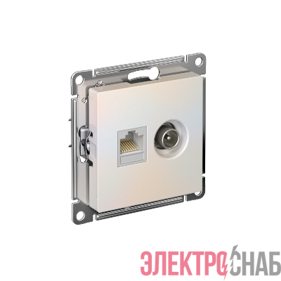 Розетка компьютерная + телевизионная 2-м СП AtlasDesign RJ45 кат.5E + TV механизм жемчуж. SE ATN000489