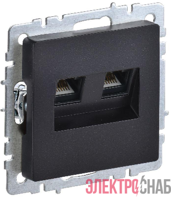 Розетка компьютерная двойн. СП RJ45 кат.6 BRITE РК11-2-БрЧ механизм черн. IEK BR-K20-2-K02