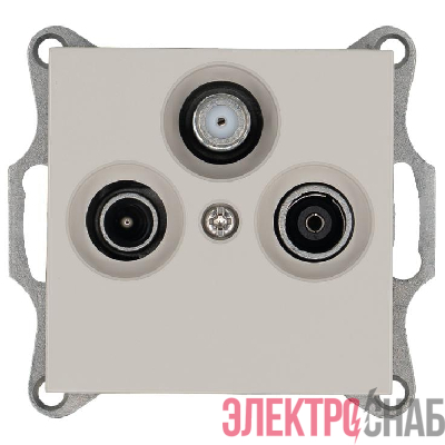 Розетка телевизионная проходная TV + FM + SAT 3-м Ф9.5мм механизм тауп Jasmart G6207T