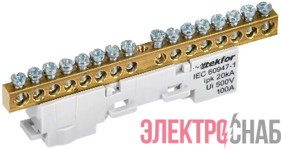 Шина L "фаза" неизол. на универс. держ. 6х9-16-Ср TEKFOR IEK TF-NN10-16-DL-K03