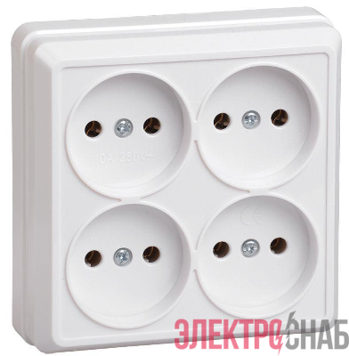 Розетка 4-м ОП Октава 10А IP20 без заземл. бел. GENERICA ERO40-K01-10-DC