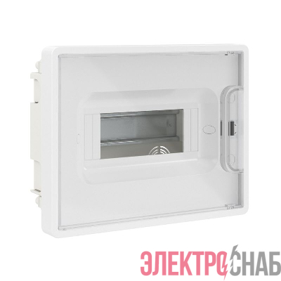 Щиток встраиваемый Фрейм (FRAME) ЩРв-п-8 8мод. с прозр. дверцей с 2 шинами PEN на 6 и 8 отверст. бел. DKC F08B1WT