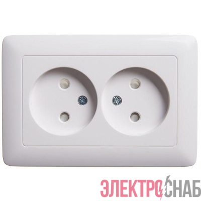 Розетка 2-м СП Хит 16А IP20 без заземл. защ. шторки бел. SE RS16-230-B