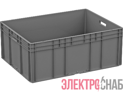Ящик 800х600х320 сплошной серый, усиленное дно, открытые ручки ЕС 8632.3 ЕС 8632.3