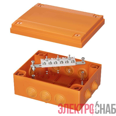 Коробка ответвительная FS с каб. вводами и клеммн. 240х190х90мм 6р 450В 20А 10кв.мм нерж. контакт IP56 пластик. DKC FSK41610