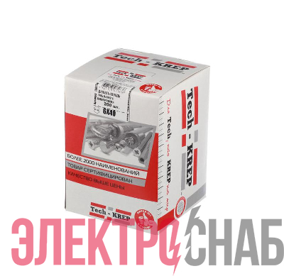 Дюбель-гвоздь 6х40 с грибовидной манжетой полипропилен (уп.50шт) коробка Tech-Krep 112709