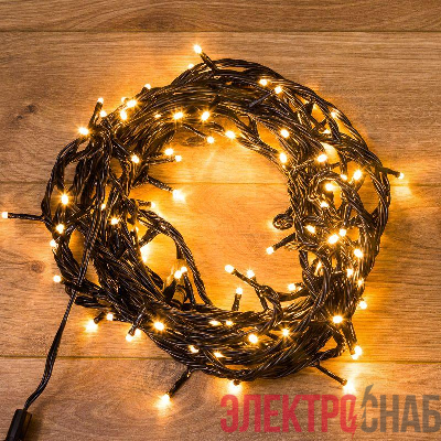Гирлянда светодиодная управляемая"Нить" 10м 100LED тепл. бел. 10Вт 220-240В IP65 8 режимов провод ПВХ черн. (нужен контроллер 217-204) Neon-Night 303-136