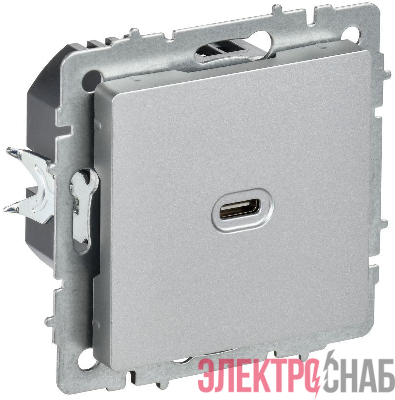 Розетка СП BRITE USB C 65Вт высокоскор. заряд. РЮ12-1-БрА алюм. IEK BR-U13-065-K47