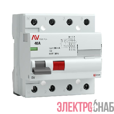 Выключатель дифференциального тока (УЗО) 4п 40А 300мА тип AC DV AVERES EKF rccb-4-40-300-ac-av