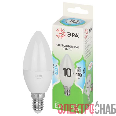 Лампа светодиодная GREEN LINE B35-10W-840-E14 GL 10Вт свеча 4000К яркий свет бел. E14 Эра Б0067093