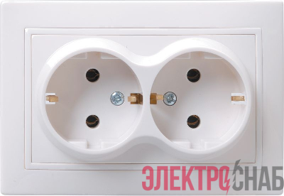 Розетка 2-м СП Кварта РС12-3-КБ 16А IP20 с заземл. без защ. шторок керамика бел. IEK ERK21-K01-16-K