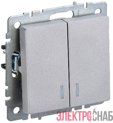Выключатель 2-кл. СП BRITE ВС10-2-1-БрА 10А с индик. механизм алюм. IEK BR-V20-1-10-K47